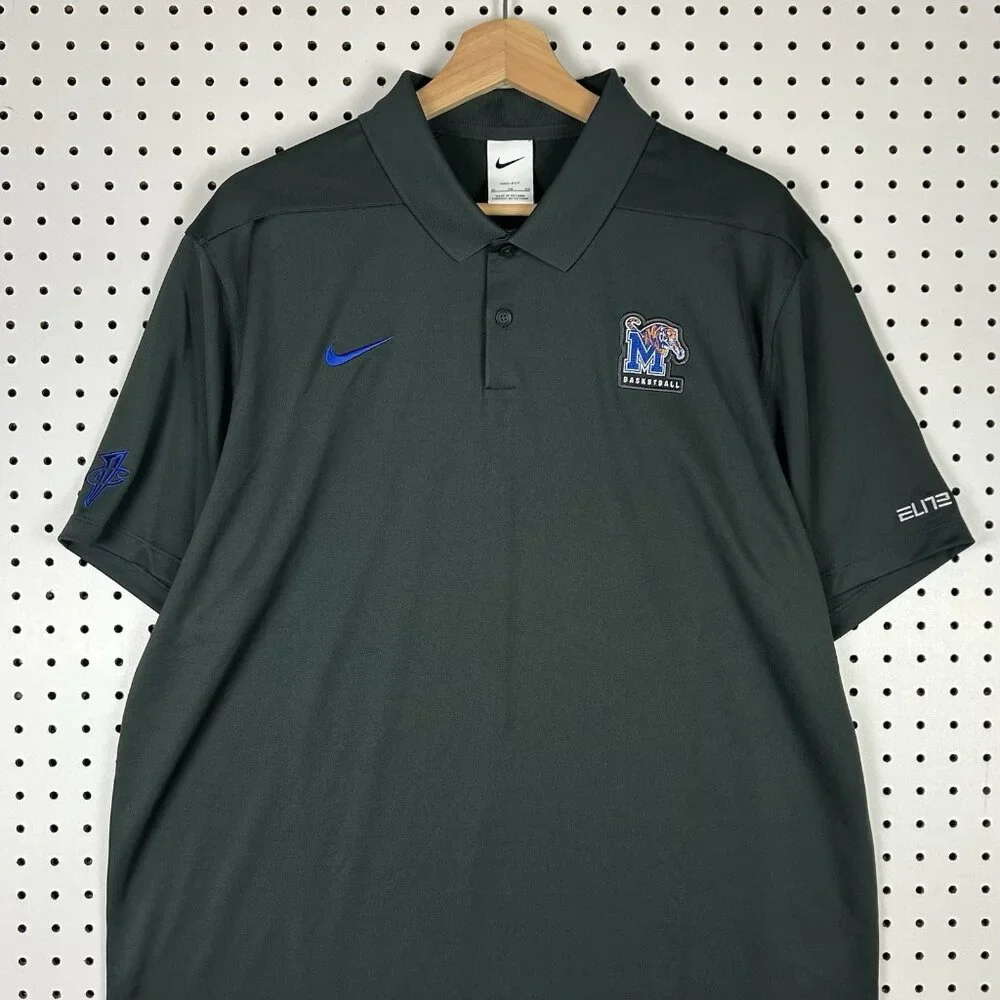 Nike 1 Cent Memphis Tigers Polo XL Gray Dri Fit NWT Basketball Team Issued Penny